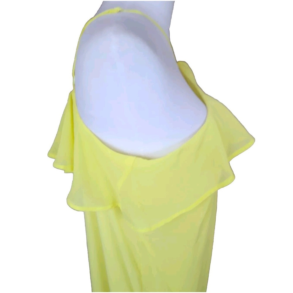 River Island Womens Halter Maxi Dress US 16 XL Yellow Beach Tropical‎ Resortwear - Picture 12 of 16